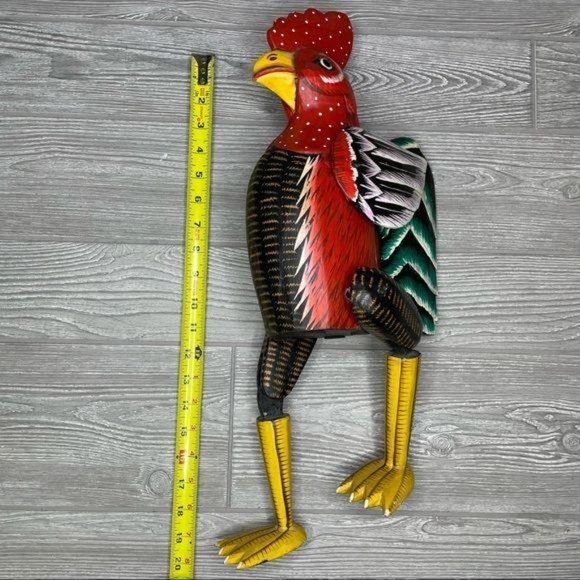 Large hand painted folk art chicken /rooster decoration shelf sitter - Picture 5 of 5
